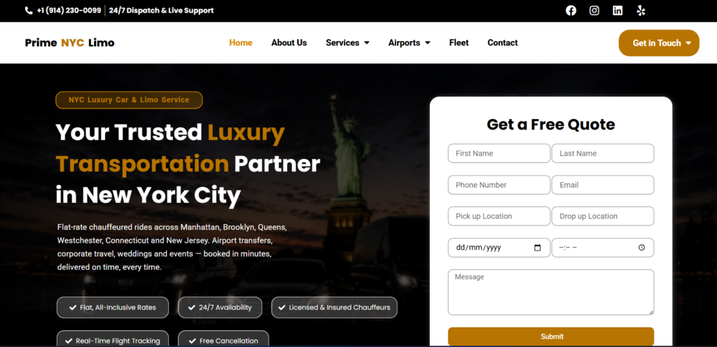 limo website design